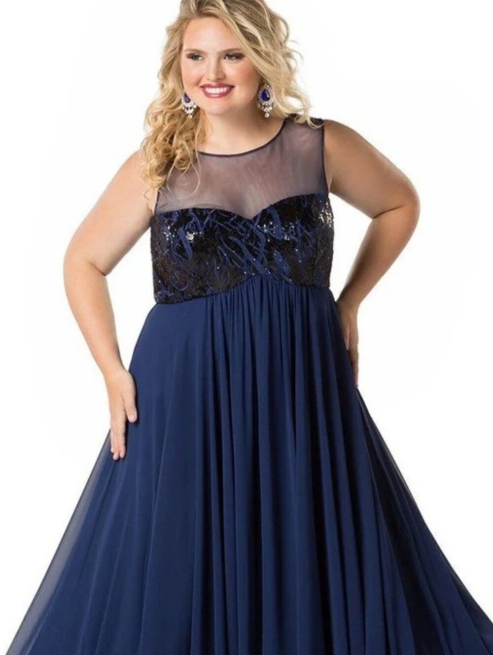 Sydney's Closet #1810 Plus-Size Navy Evening Gown Size 28